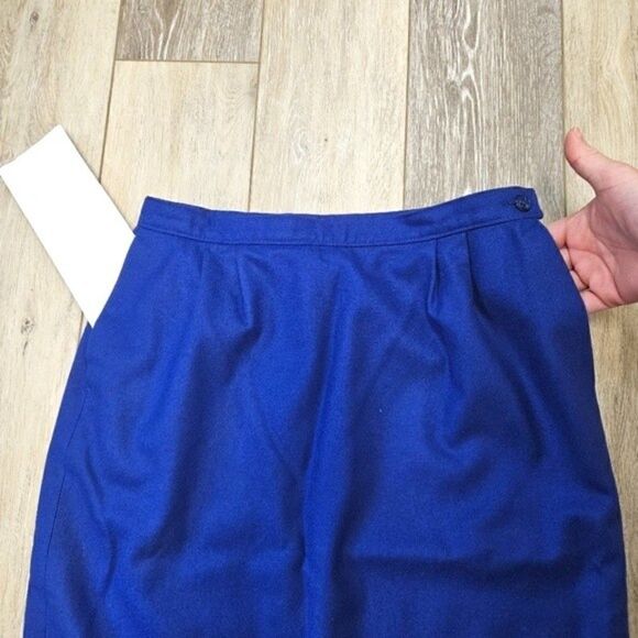 Pendleton Vintage Blue Virgin Wool Skirt Set Women's 10 Made USA Office Siren - Picture 13 of 15